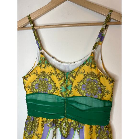 VINTAGE | Y2K ALEXIA ADMOR Gauze Chiffon Waist Detail Baroque Silk Mini Dress - Picture 5 of 16